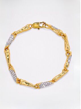 Alexis Bittar 14k Gold Plate C Z Solanales Crystal Linked Spear Bracelet JN28